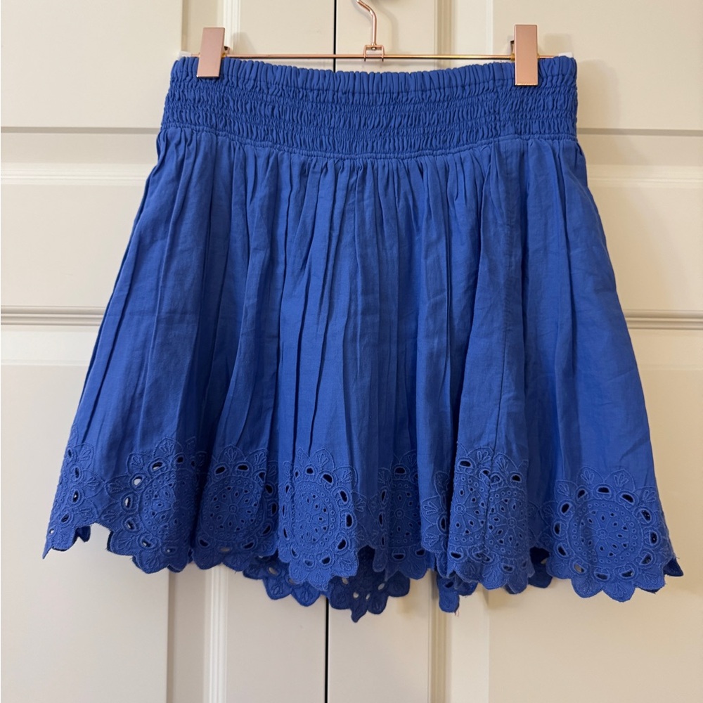 Abercrombie Kids Blue Skater Skirt bright blue cut out design